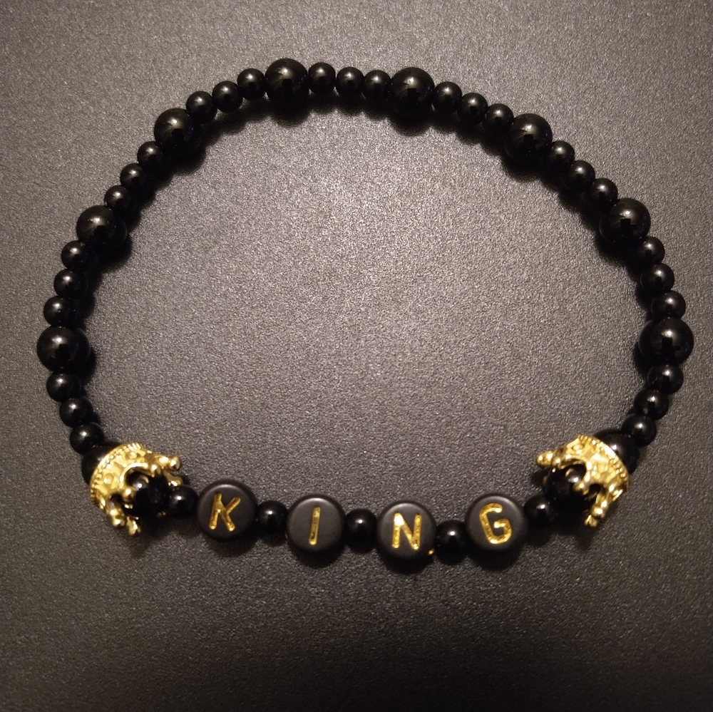 KING Black and Gold Beaded Bracelet